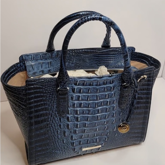 Brahmin Handbags - Brahmin Midnight Blue Crocodile Satchel